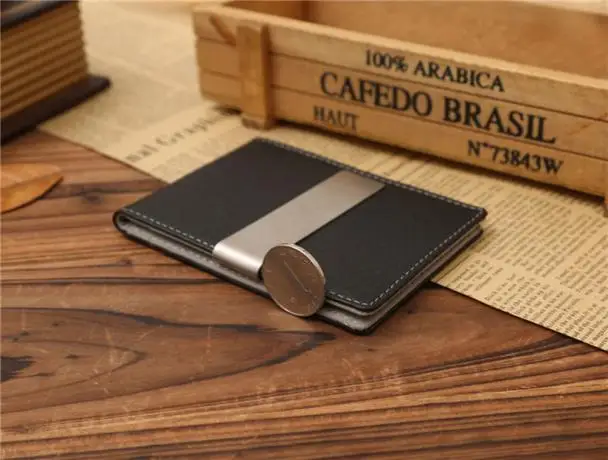 

MAIOUMY Hot New Wallet Top Quality Mens Leather Magic Credit Card ID Holder Pure Color Money Clip Wallet Small