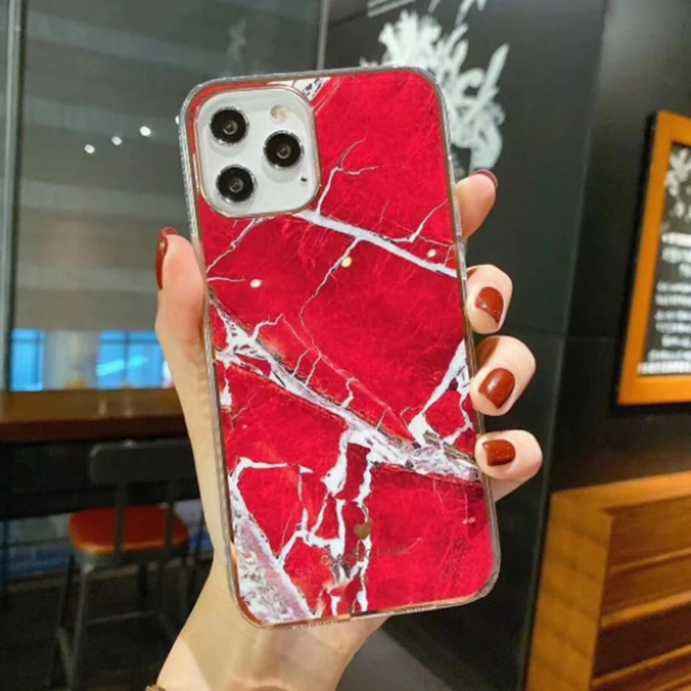 

Silicone Phone Case For Iphone 12 12Pro SE 2020 XS 11 Pro Max XR X 7 8 Plus Soft IMD Back Cover Marble Texture Cellphone Shell