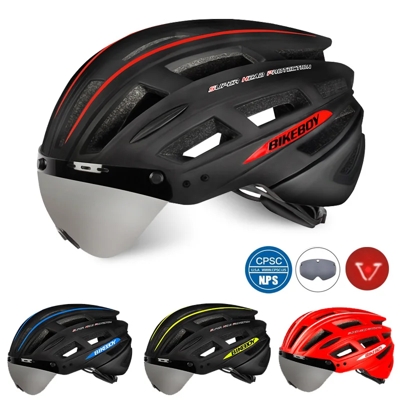 Шлем для горного велосипеда с светодиодный задний фонарь очки шоссейный