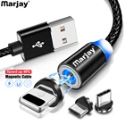 Магнитный зарядный кабель Marjay со светодиодной подсветкой, зарядный кабель Micro USB Type-C с магнитным разъемом USB для iphone X, 7, 8, 6, Xs Max, XR, Samsung S9, зарядное устройство