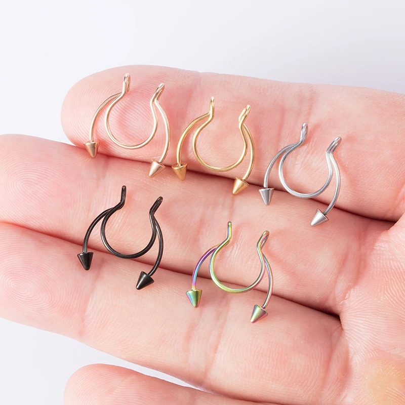 

1pc Stainless Steel Fake Nose Ring Hoop Septum Rings Open Clip Earring for Women Men Fake Piercing Body Nose Jewelry Non-Pierced