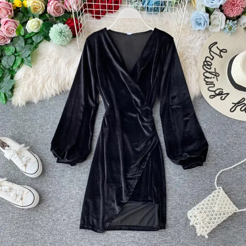 Gagarich женское платье осень зима сексуальное однотонное с длинными