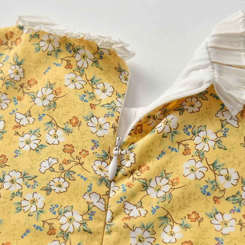 

Paoke children's dress, baby girl dress, garden flower dress, 2021 summer new short sleeve retro Princess Dress