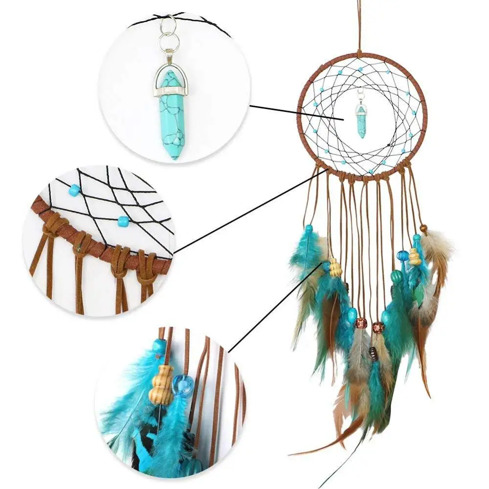 

Home Decoration Dream Catcher With Lights Feathers Hand-Woven Ornaments Birthday Graduation Gift Wall Hanging Decor For Car