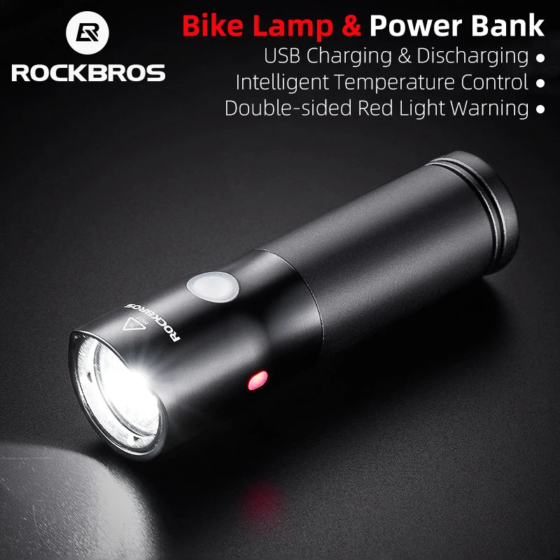 

ROCKBROS Bicycle Light Led Waterproof USB Rechargeable Bike Light Side Warning 700 Lumens Flashlight Power Bank 2000mAh 5 Modes