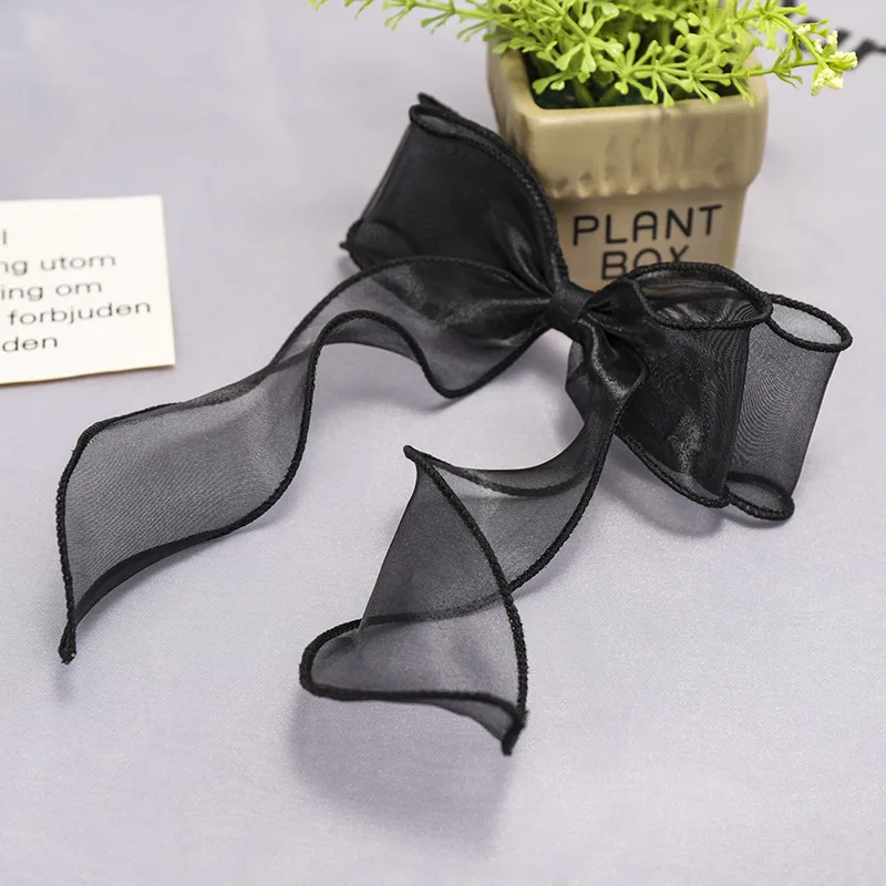 

1PC Lace Hair Rope Summer Fashion Elastic Hair Bands Super Fairy Barrette Bow Organza Girls Streamer Headband Hair Accessories