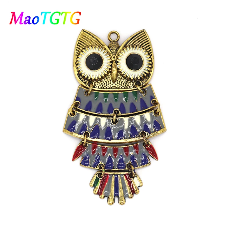 2 шт./лот красочные винтажные подвески в виде совы кулон для изготовления