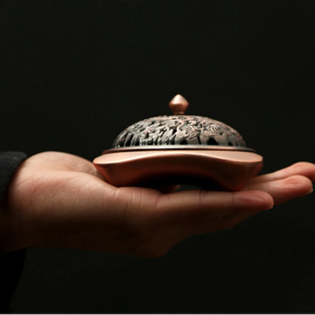 

Chinese Dragon Phoenix Pattern Incense Burner Alloy Buddhist Backflow Incense Burner Holder Censer Home Office Decor Craft