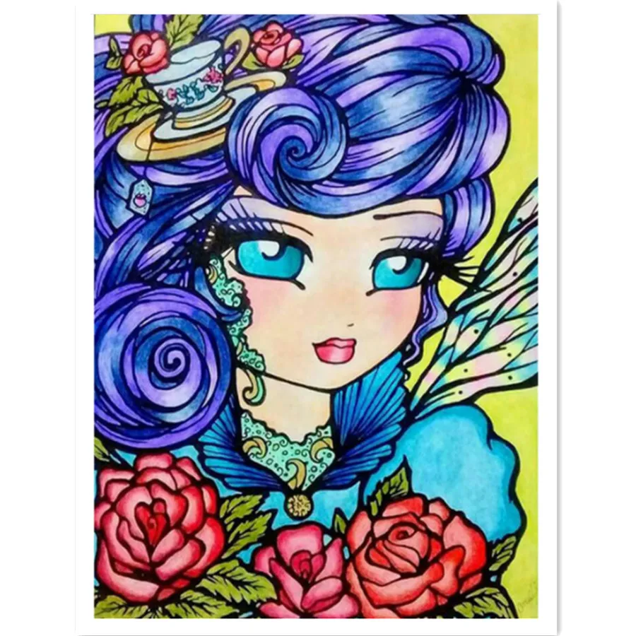 

Big-eyed girl Painting By Numbers For Adults DIY Kits HandPainted On Canvas With Framed Oil Picture Drawing Coloring By Number