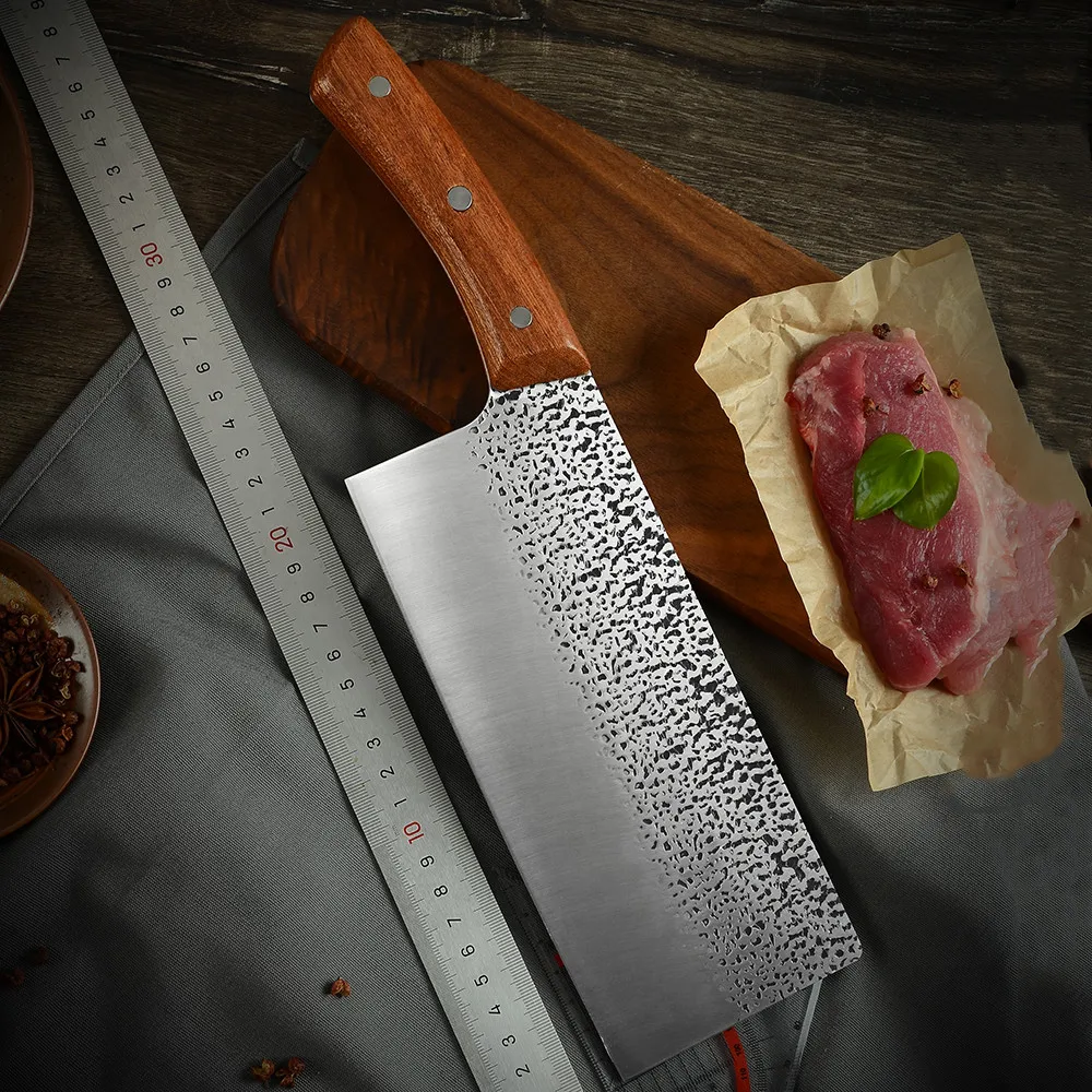 

Qing Cleaver Knife 8 Inch Kitchen Chef Knives Chinese Stainless Steel Meat Slicing Cutting Cooking Knifes Tool with Wood Handle