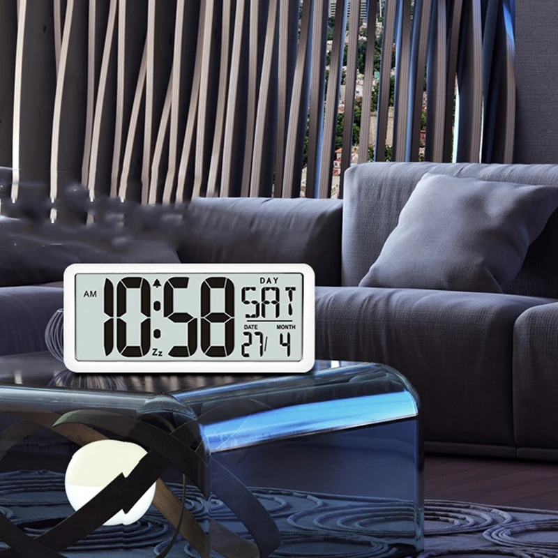 

Square Wall Clock Series, 13.8inch Large Digital Jumbo Alarm Clock, LCD Display, Multi-Functional Upscale Office Decor Desk