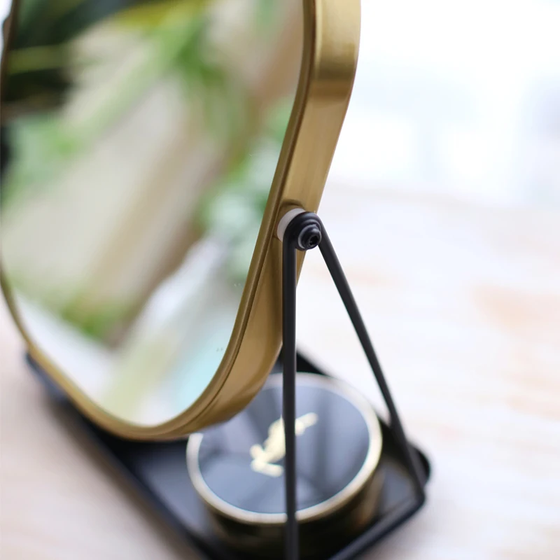 Зеркало в скандинавском стиле для хранения туалетного столика бронзовое золото