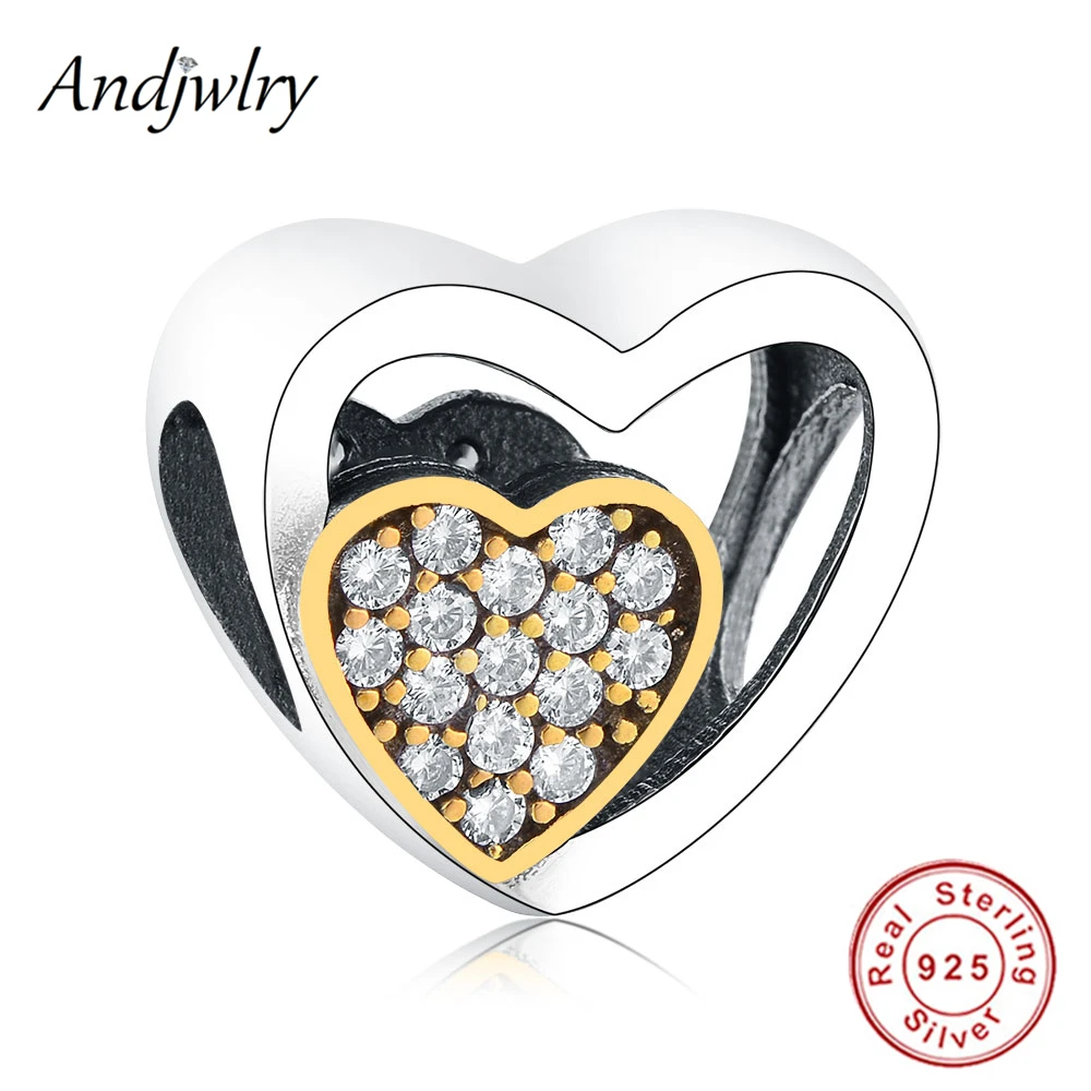 

Fit Original Pandora Charms Bracelets 925 Silver Beads Love Heart Charms Clear CZ Beads For Jewelry Making Women Berloque