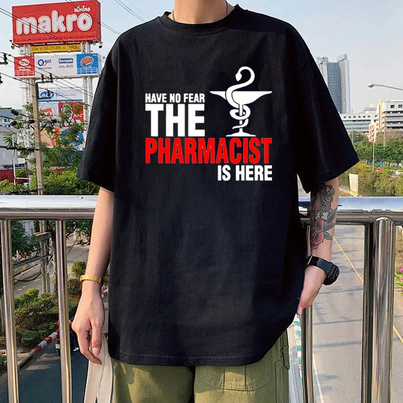 

Have No Fear The Pharmacist Is Here Printed Man Tshirt Novelty Funny Pharmacy Graduation Gift T-shirt Vintge Graphic Tops Tees