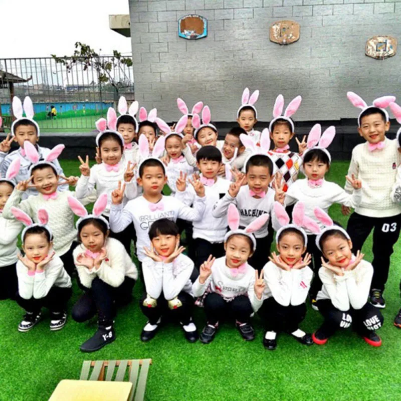 Хэллоуин Пушистый Кролик уши повязка с веревкой головной убор платье реквизит DIY