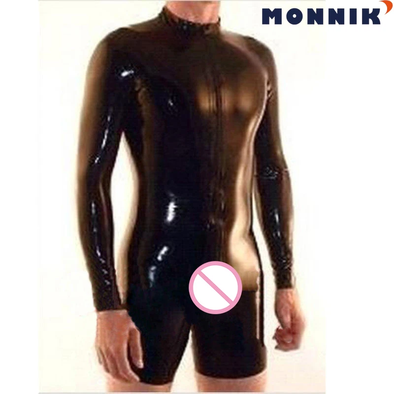 Мужские латексные костюмы MONNIK latexLatex с молнией сзади резиновые Боди Уникальные