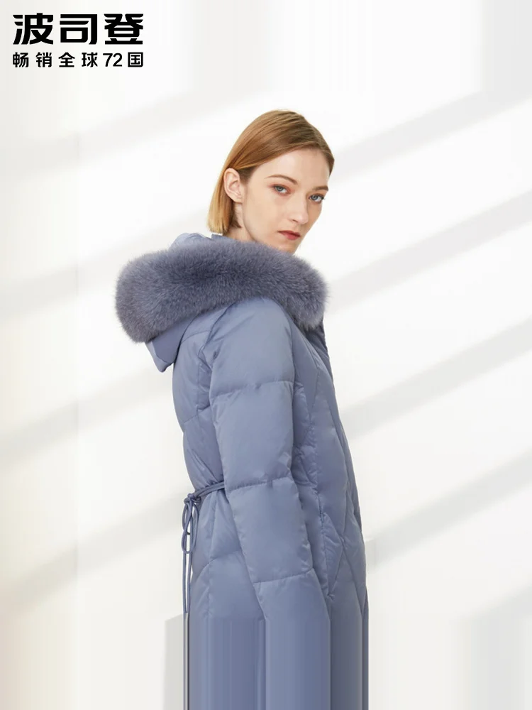 BOSIDENG новый стиль воротник из гусиного пуха лисы модная Регулируемая талия