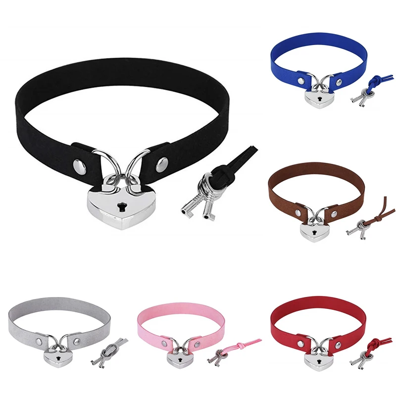 Женский чокер с замком в форме сердца и ключа черный готический модные