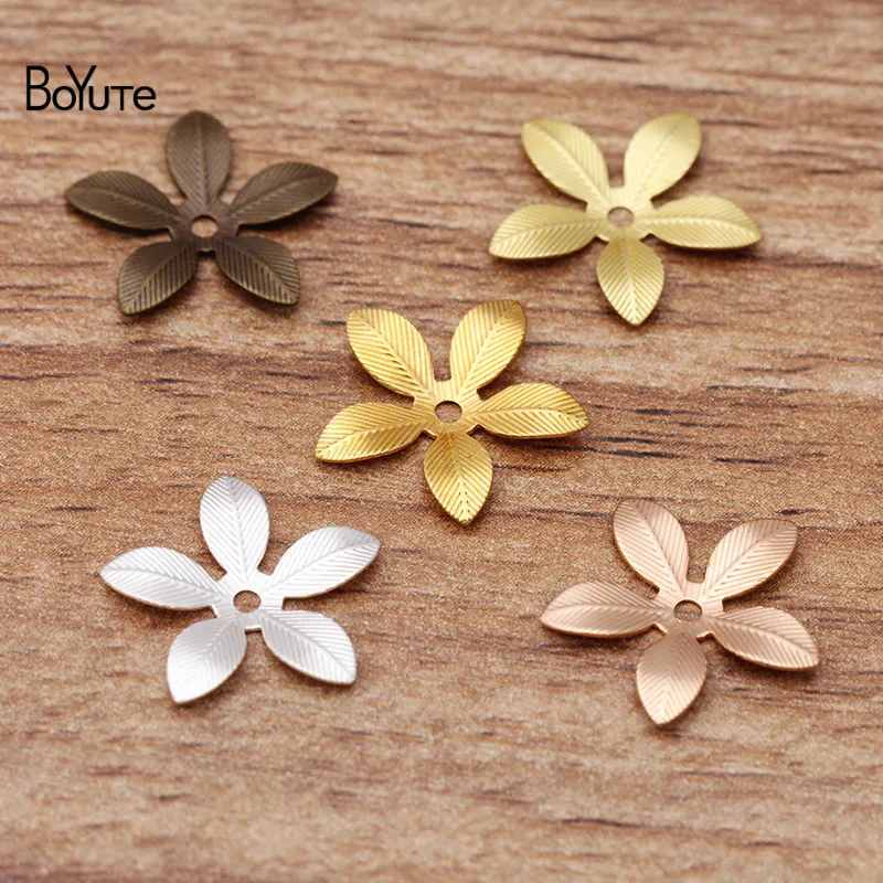 

BoYuTe (200 Pieces/Lot) 15MM Metal Brass Stamping Flower Bead Caps Diy Hand Made Jewelry Materials