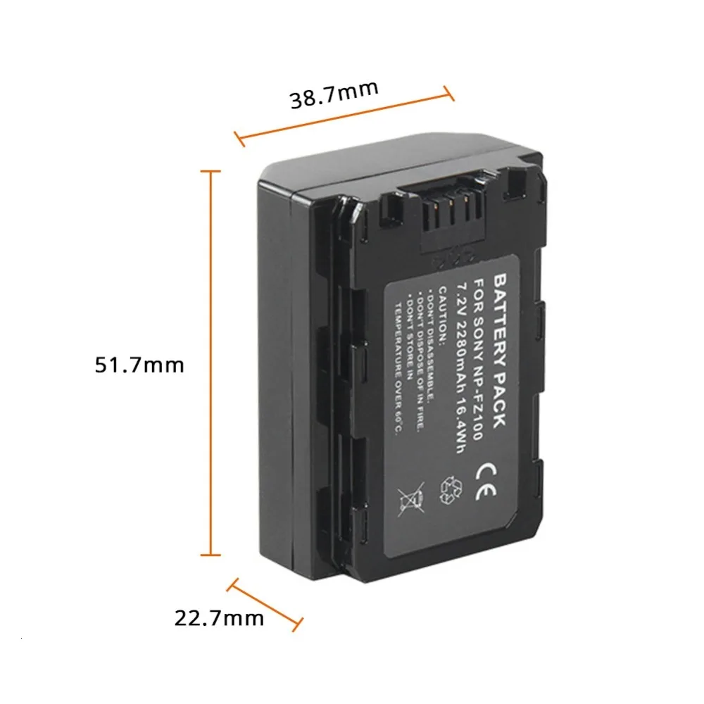 NP-FZ100 2280mAh NPFZ100 аккумуляторная батарея для камеры sony A9, A7R III, A7 III, ILCE-9, ILCE9, ILCE-7RM3, ILCE-7M3, Mark III