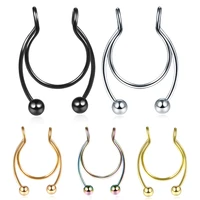 1pc new style nose clip fake septum piering nose rings surgical steel colorful fake piercing nose piercings body jewelry 20g