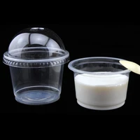 200 pcs 250ml disposable salad cup transparent plastic dessert bowl container with lid for bar cafe home