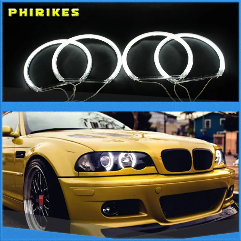 

For BMW E36 E38 E39 E46 projector Ultra bright SMD white LED angel eyes 2600LM 12V halo ring kit daytime light 131mmx4