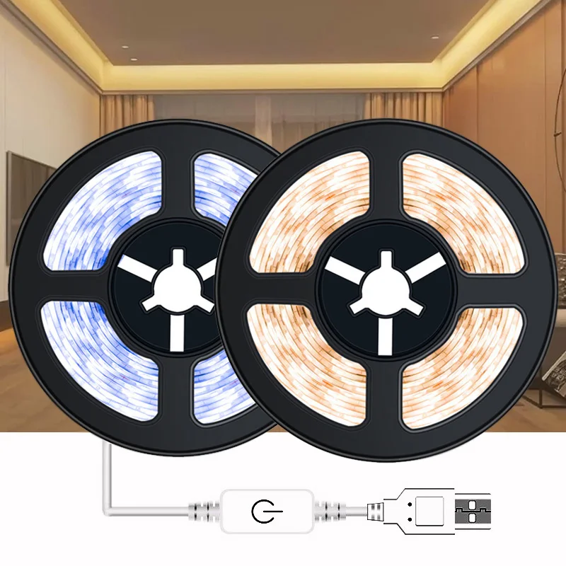 

5M USB LED Light Strip DC 5V Sensor Flexible LED Lamp Tape Cuttable Lamp Ribbon for TV Backlight Living Room Bedroom Decoration