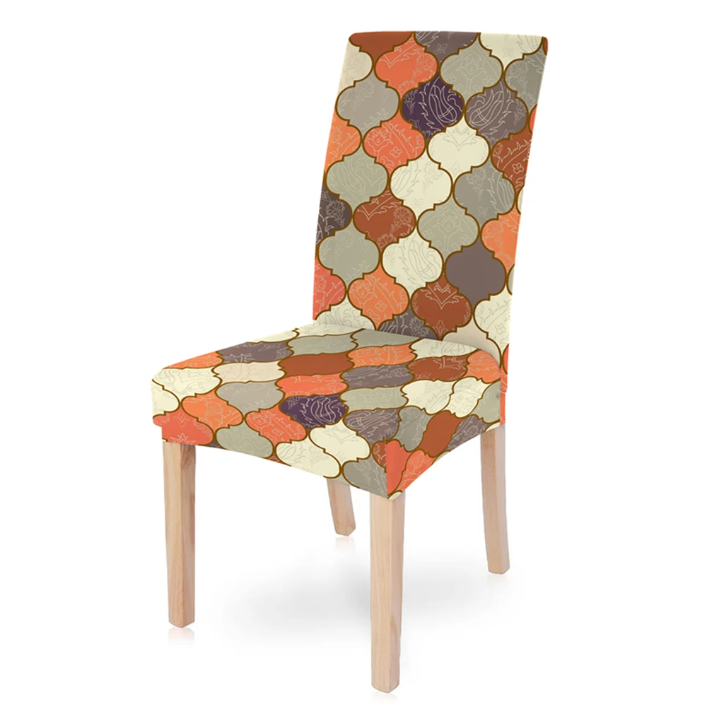 Чехлы на стулья из спандекса с геометрическим принтом эластичные чехлы сиденья