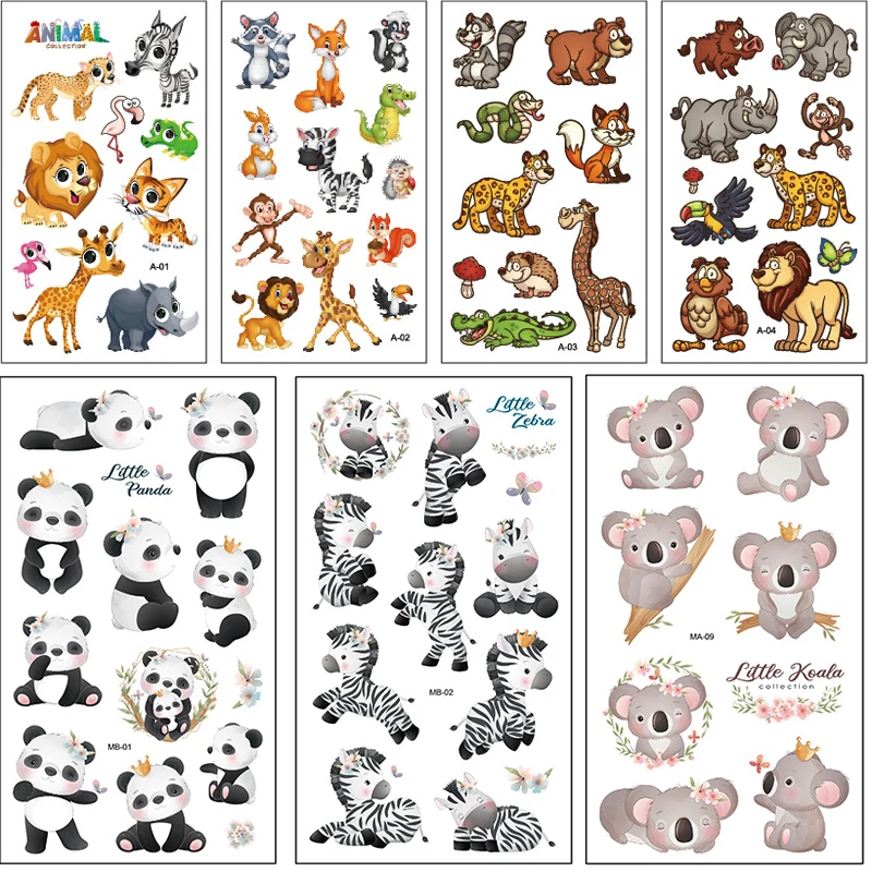 

Animals cartoon Horse Tattoo Bear Tiger Girls Boys Children Boys Animal party Children Hands Arm DIY Body Art Tatuaze Dla Dzieci