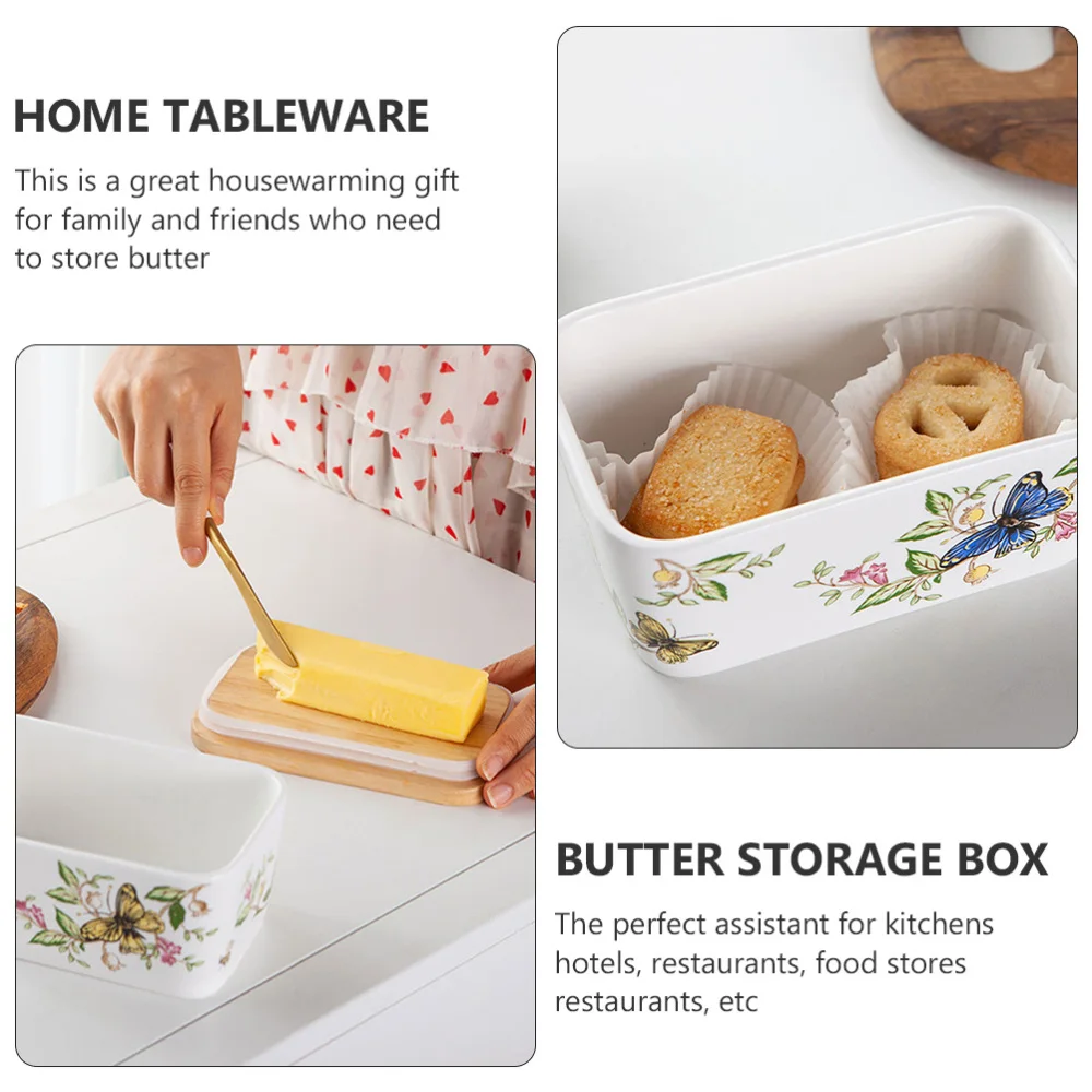 

1Pc Butter Box Ceramic Butter Box Dessert Server with Lid (Assorted Color)