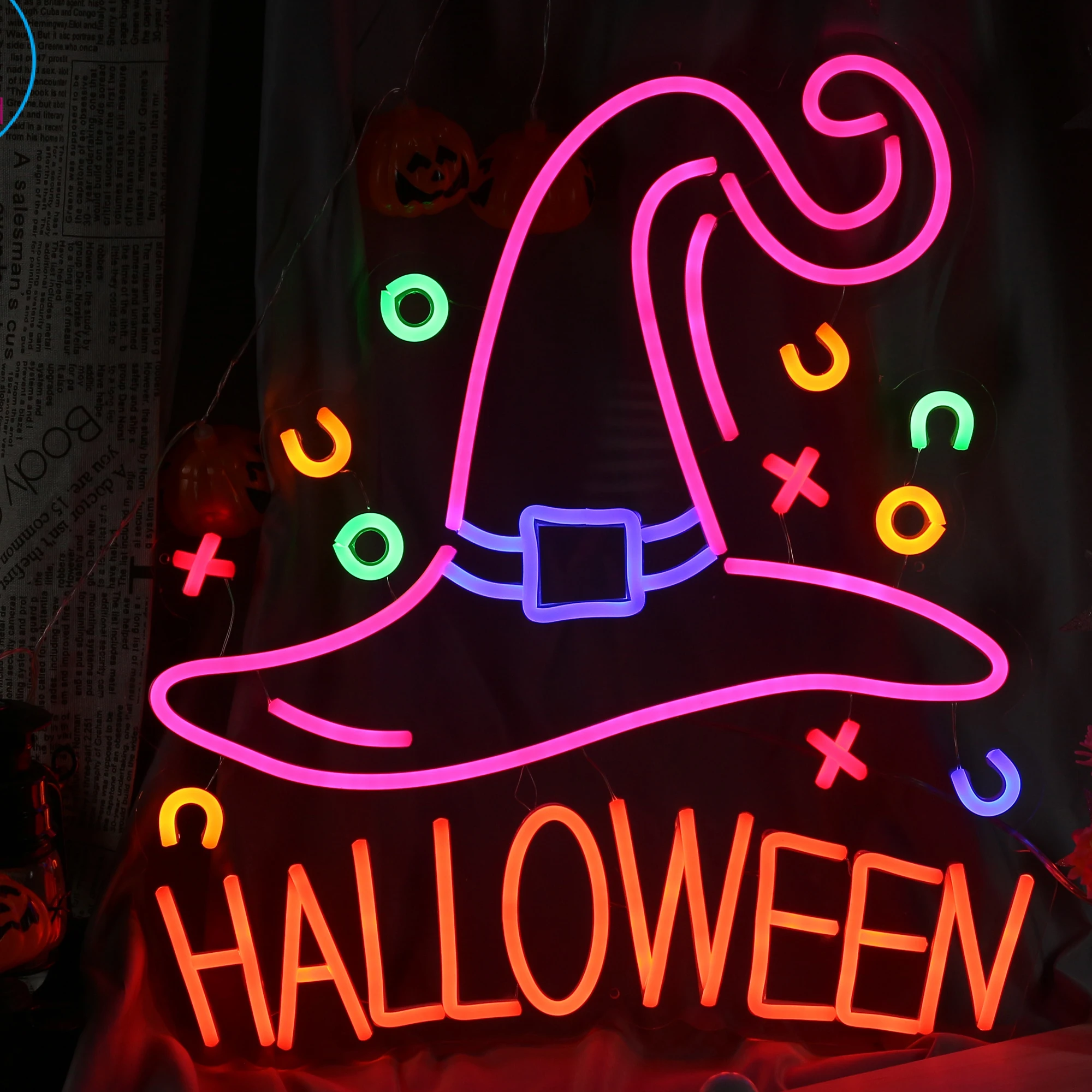 Custom Led Flex Neon Sign Visual Art Bar Pub Club Wall Hanging Flexible Lighting for Sign decoration Happy Halloween  neon