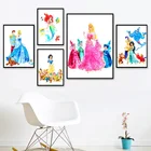 Мультяшный постер Disney, персонажи, акварельная принцесса, печатный настенный постер, печатные картины на холсте для детской комнаты, Декор, подарок для ребенка