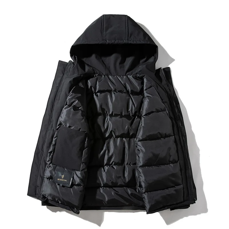 Парка мужская зимняя однотонная с капюшоном, повседневная утепленная куртка в стиле хип-хоп, с хлопковой подкладкой, верхняя одежда для кол... от AliExpress RU&CIS NEW