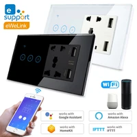 glass panel touch sensor wifi wall switch with universal wall socket usb app remote control on off timer voice control