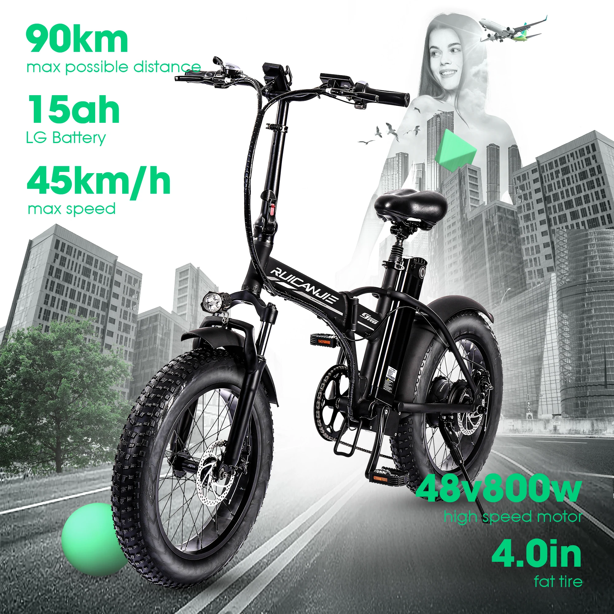 

Electric bike 45km/h 800W 500W Fat tire Mountain bike 7Speed battery 20" Off road bike electric bicycle vtt ebike