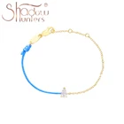 Новинка, тонкий веревочный браслет SHADOWHUNTER из стерлингового серебра 925 пробы, браслет с кристаллами в виде капель воды, цепочка с синей линией для молодых девушек, женщин, ювелирные изделия