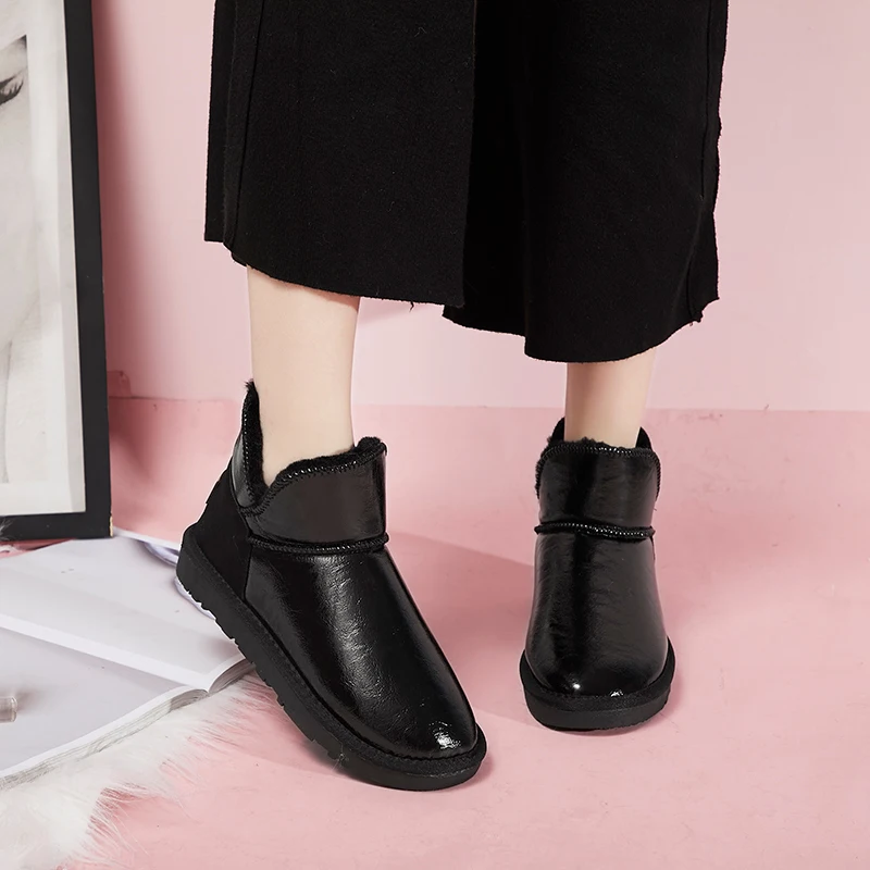 2019/Новая женская обувь Модные ботильоны на шнуровке платформе милые зимние