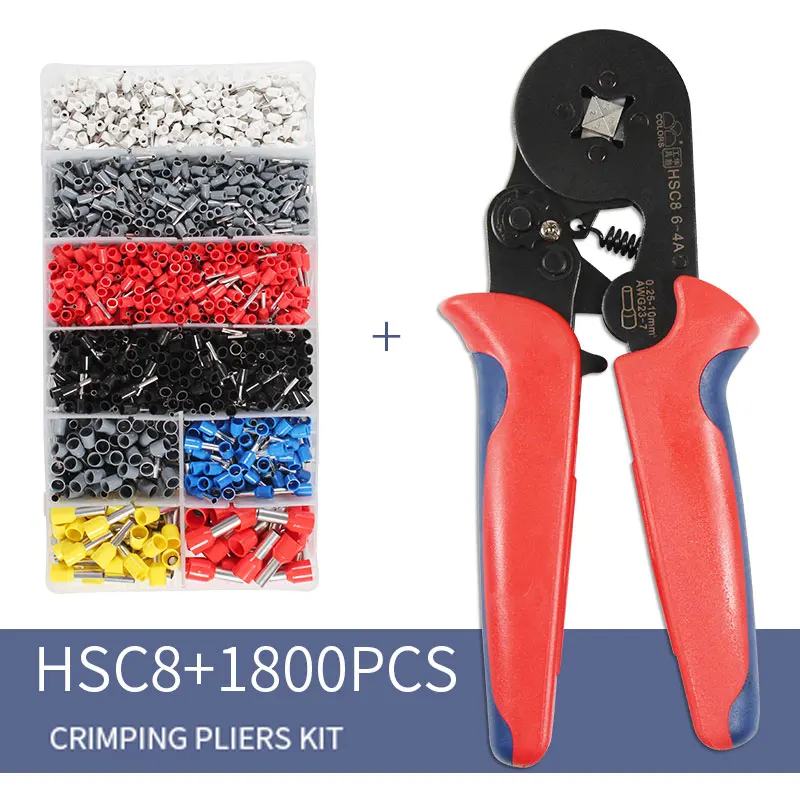 

Self-Adjustable Crimping Plier +1800pcs Crimping Terminals kit AWG23-7 Wire Cable Tube Terminals Crimping Pliers Multi Hand Tool
