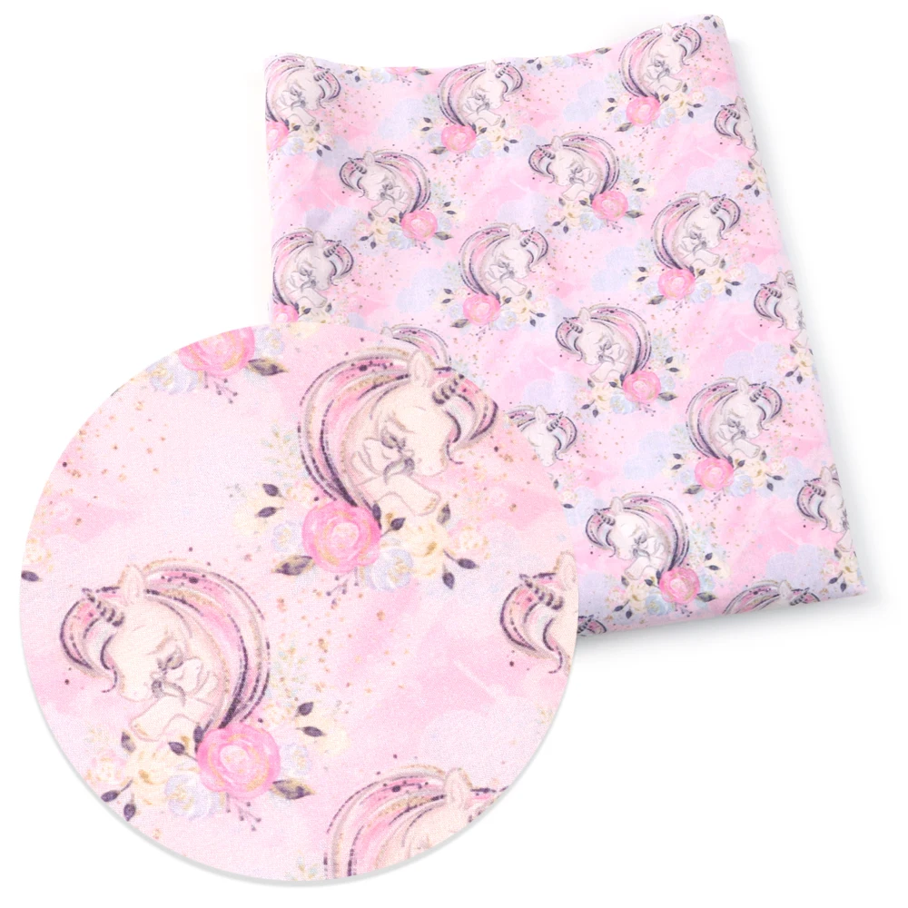 Ткань с принтом единорога из полиэстера и хлопка 50*145 см|Ткань| |