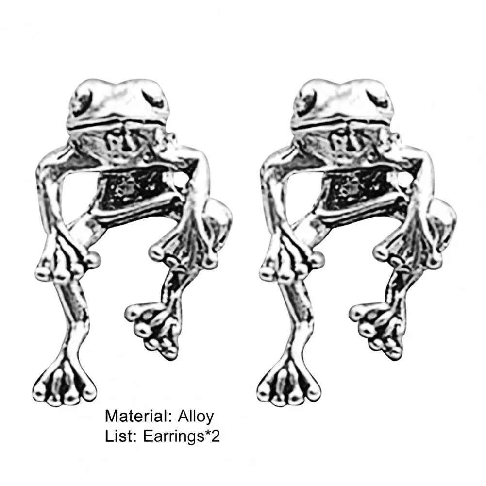 

Hot Sales!! Pair Ethnic Style Delicate Handicraft Alloy Funny Frog Shape Piercing Ear Studs Earrings for Party