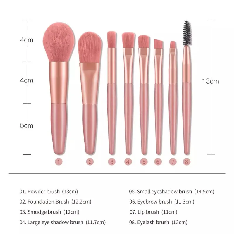 

8Pcs Portable Eyes Makeup Brush Set With Bag Wood Handle Eyebrow Foundation eyeshadow Brush Blending Brush Women Beauty Tools