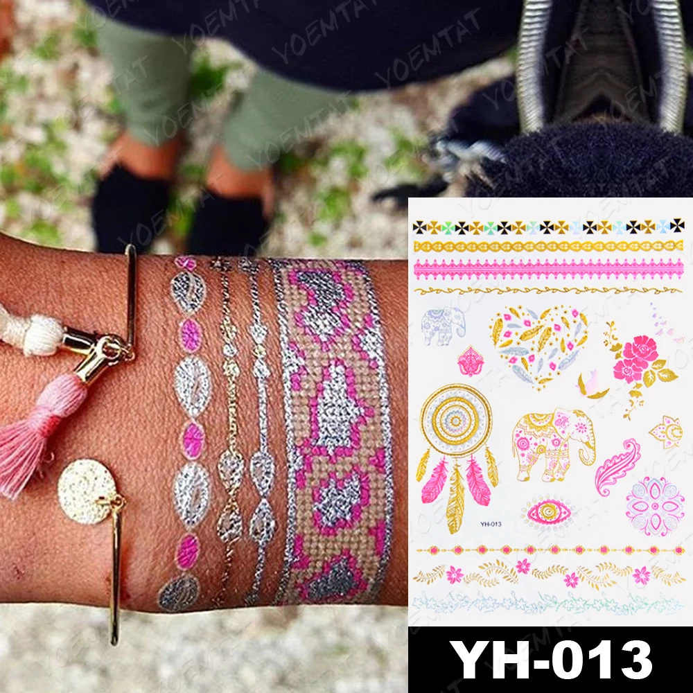 Водонепроницаемый временная татуировка стикер Цвет бабочка цвета: золотистый