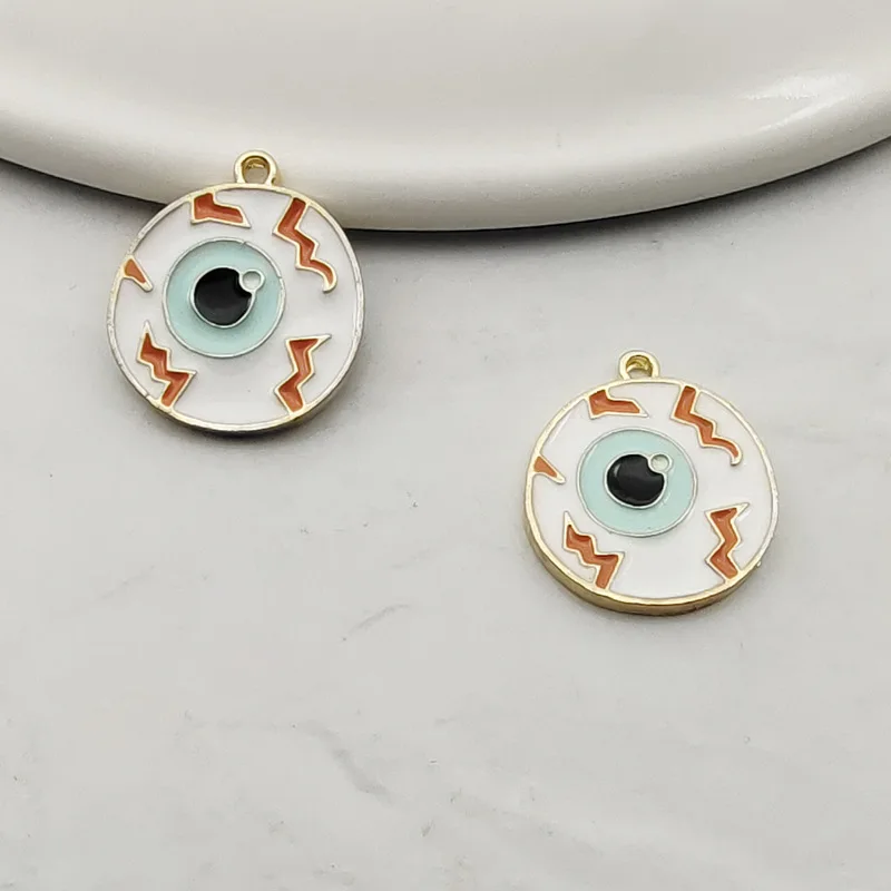 

10pcs Enamel Irregularly Round Eyes Charm for Jewelry Making Cute Earring Pendant Bracelet Necklace Charms Diy Design Charms
