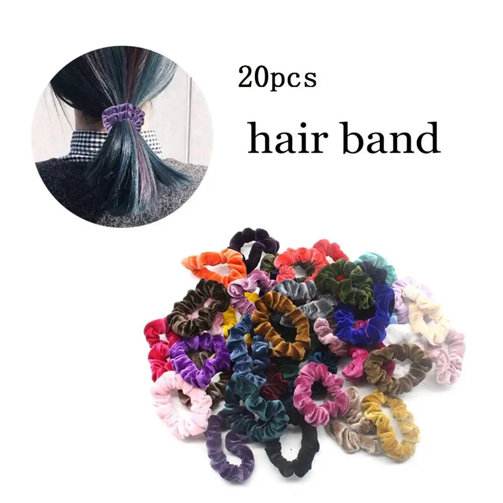 20pcs 28 шт., одноцветная шелковая атласная лента для волос Ligas Para Cabello Chouchou Cheveux Femme, инструменты для укладки волос, косички для волос - Цвет: 20pcs