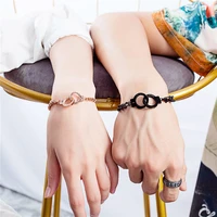 ysm jewelry 2021 trend stainless steel handcuff couple bracelet for women simple fashion trend black rose gold bracelet mens