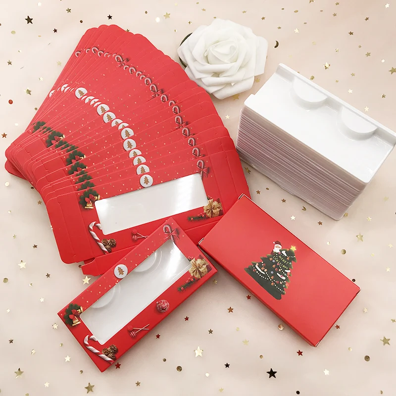 Оптовая продажа 20шт Рождественская упаковка для ресниц коробки норковая полоска