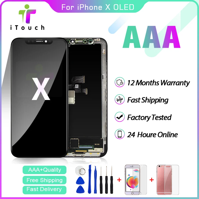 

Черный AAA идеальный OLED-дисплей для iphone X, ЖК-экран с сенсорным дигитайзером в сборе, замена без пятен Pantalla с инструментами