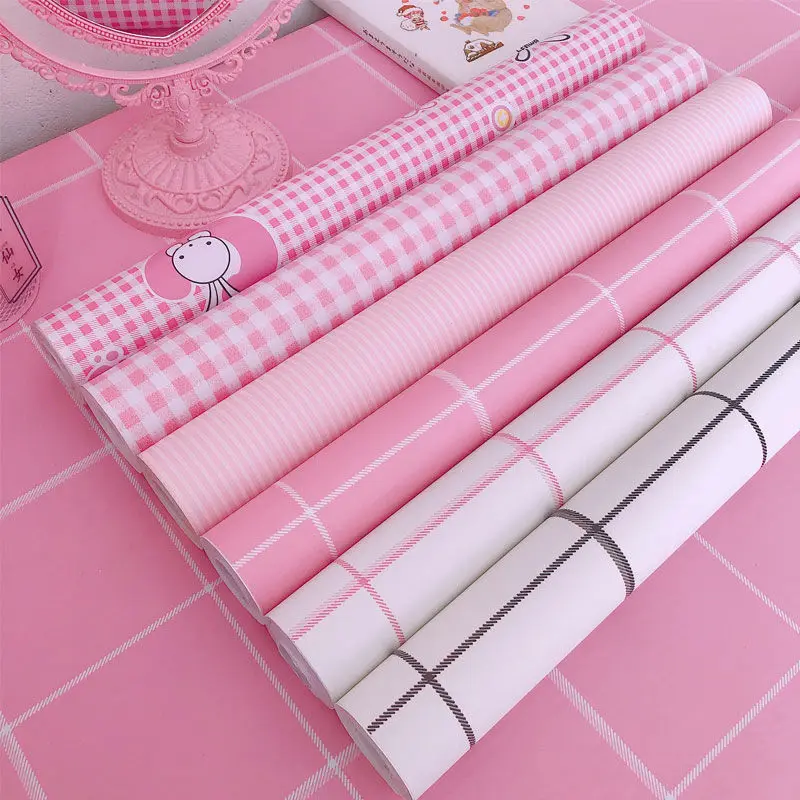 

Водонепроницаемые обои для мальчиков и девочек, самоклеящиеся обои из ПВХ розового цвета, защита от плесени, для детской комнаты, спальни, с ...