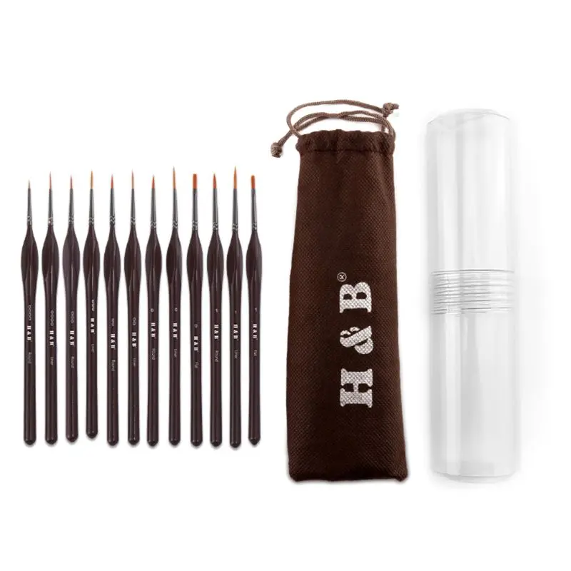 

12pcs Detail Paint Brush Set for Miniature Watercolor Acrylic Oil Painting Drawing Liner Pen Painting Brush LK